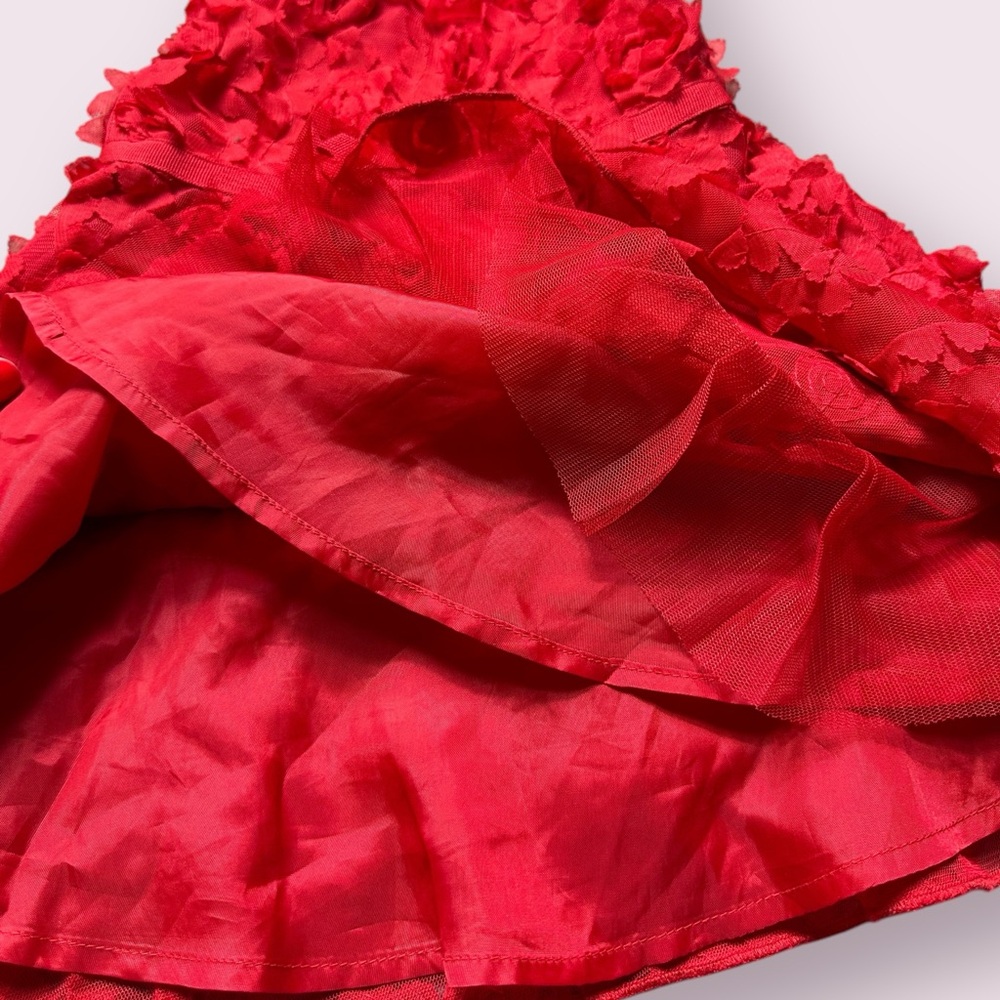 Toddler Girl Baby Gap Red Rosette Tank Dress Holiday Formal Size 12-18 Months - Picture 6 of 13